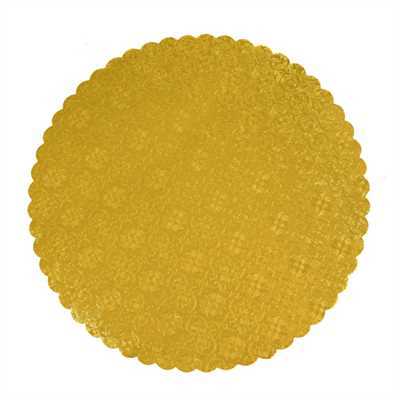 Cake Box Board Gold 8" Round Scalloped 1/200 CS