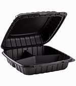Container Mineral Black Hinged 3Comp 9x9 150ct