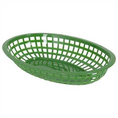 11"x7"x1 1/2" Green Oval Plastic Fast Food Basket 12PK