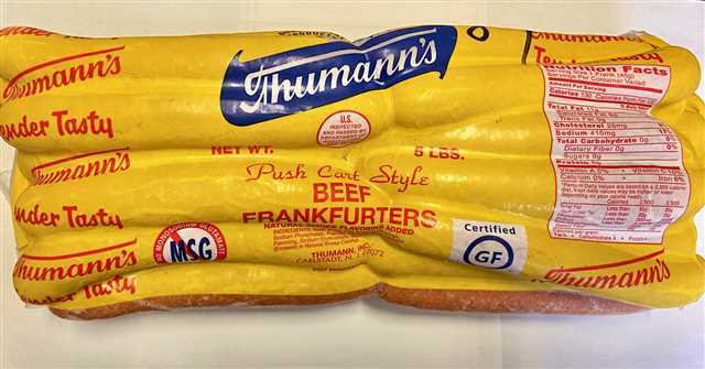 Thumann Ab Nat Casing Pushcart 8-1 Franks #5lb