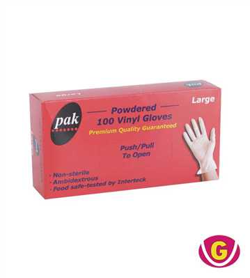 LARGE POWDERED VINYL GLOVES 10/100CT
