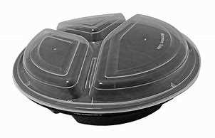 Container Black 9" Plastic Round 3 Compartment Combo 150ct