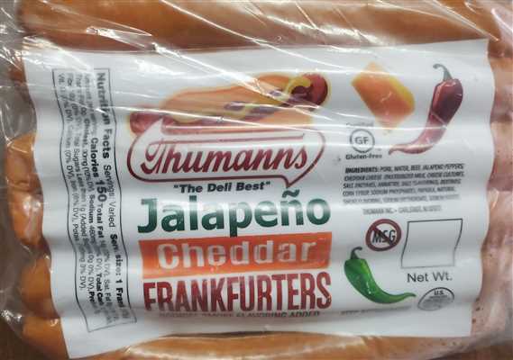 Thumann Jalapeno Cheddar Franks 1lb (6/1LB avg BAG)