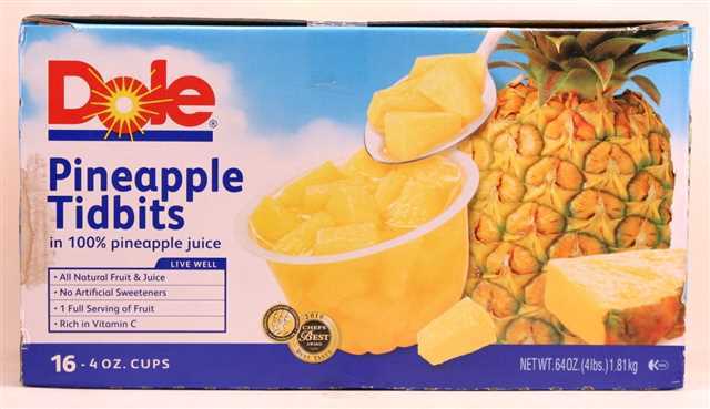 Fruit Cups Pineapple Tidbits 36/4oz